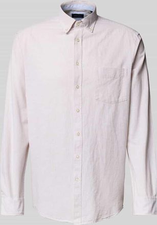 Christian Berg Regular Fit Freizeithemd aus Baumwoll-Mix mit Leinen-Anteil in Sand, Größe 3XL