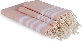 Febronie Futa set de ba&ntilde;o (1+2) algod&oacute;n rosa / blanco 100x200+2(40x60)