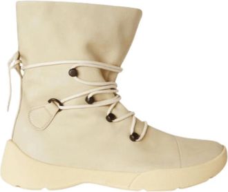 Loro Piana Lace-up Wandelschoenen met Enkelwikkels - Dames - Veterlaarzen - Beige - 38 EU - Leer - Schoenen