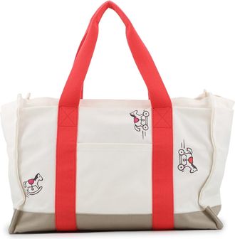 Herm&egrave;s Adada Bougainvillier Gray White Canvas Tote Bag (Pre-Owned)