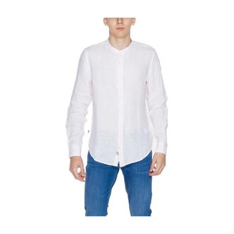 Blauer 24Sblus 01031 Linnen Overhemd - Heren - Casual Overhemden - Wit - M - Linnen - Overhemden