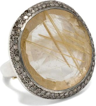 Rosa Maria Anello in argento sterling con diamanti e quarzo