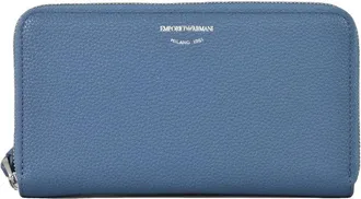 Emporio Armani Textured Leather Zip-Around Wallet With Metallic Branding