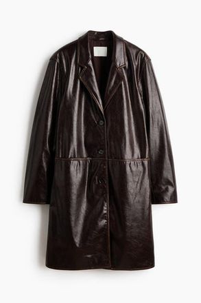 H&M Coated Coat in Dark Brown at Nordstrom, Size X-Small