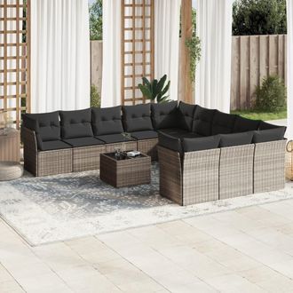 vidaXL Vidaxl - Set Divano Giardino 12 Pz Con Cuscini Grigio Chiaro Polyrattan