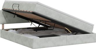 vidaXL Cama Con Almacenamiento Gris Claro 140 X 190 Cm Terciopelo Vidaxl