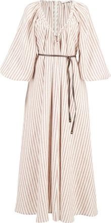 Zimmermann Cascadian Linen Maxi Dress - Dames - Maxi kleedjes - Beige - S - Linnen - Kleedjes