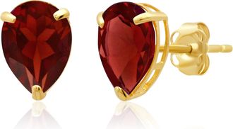 MAX + STONE 14k Yellow or White Gold Teardrop 8mm Gemstone Pear Shape Stud Earrings