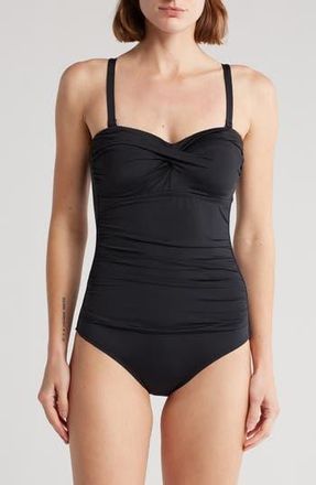 Jantzen Flora Bandeau One Piece Swimsuit in Black at Nordstrom Rack, Size 10