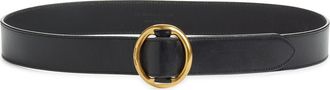 Saint Laurent Oval Buckle Leather Belt in Black at Nordstrom, Size 100