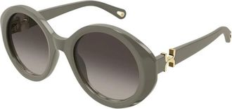 Chlo&eacute; Ronde Zonnebril - Dames - Zonnebrillen - Groen - 53 MM - Nylon - Accessoires