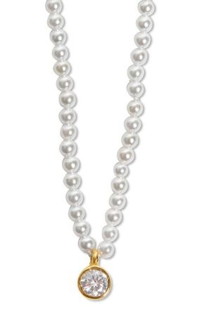 Argento Vivo Stone Pendant Beaded Necklace in Gold/imitation Pearl at Nordstrom