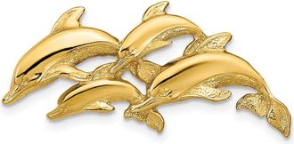 Diamond2Deal 14k Yellow Gold Four Dolphins Omega Slide