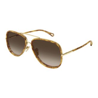 Chlo&eacute; Sunglasses, female, Yellow, Size: 60 MM Aviator Sunglasses