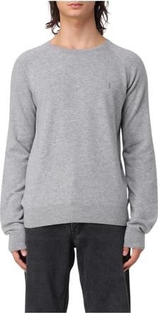 Saint Laurent Truien & Vesten, Heren, Grijs, M, Kasjmier, Cashmere Trui met Ronde Hals