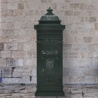 Berkfield Home Pillar Letterbox Aluminium Vintage Style Rustproof Green