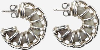 Bottega Veneta Womens Weave Earrings Silver Sterling