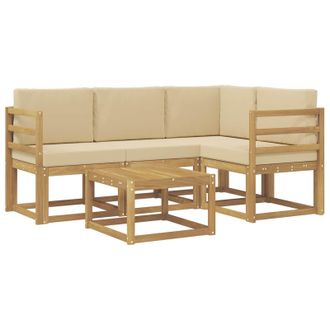 vidaXL Conjunto De Sof&aacute;s De Exterior Con Coj&iacute;n 5 Pcs Y Beige Vidaxl