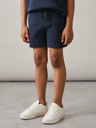 Reiss Washed Navy 9-13 yrs Cotton Brand-embroidered Shorts, 121