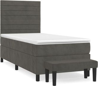 vidaXL Vidaxl - Cama Box Spring Con Colch&oacute;n Terciopelo Gris Oscuro 90x190 Cm