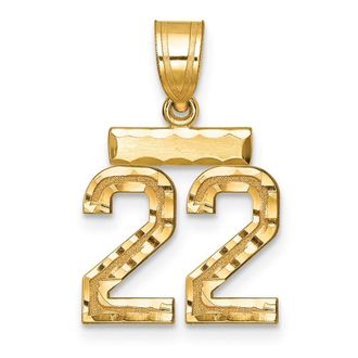 Diamond2Deal 14k Yellow Gold Small Brushed Diamond-cut Number Charm Pendant
