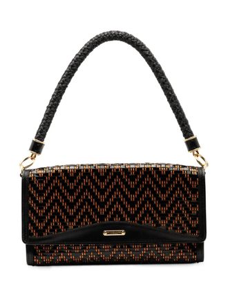 Burberry 2000-2025 Herringbone Patent and Straw shoulder bag - Black