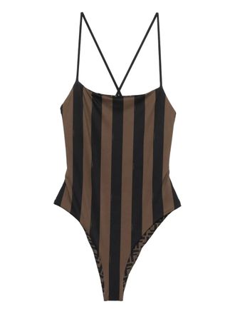 Fendi patterned reversible swimsuit - Brown