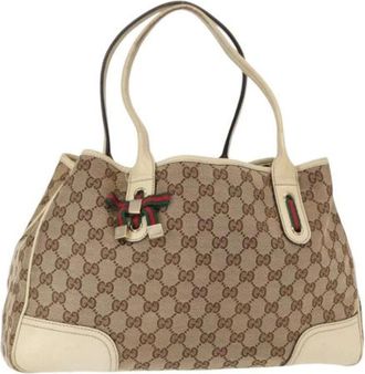 Gucci Pre-owned Handbags, female, Brown, Size: ONE SIZE Pre-owned Vintage Canvas Handbag