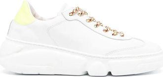 AGL White Emilie Leather Sculpted Sole Wedge Sneakers
