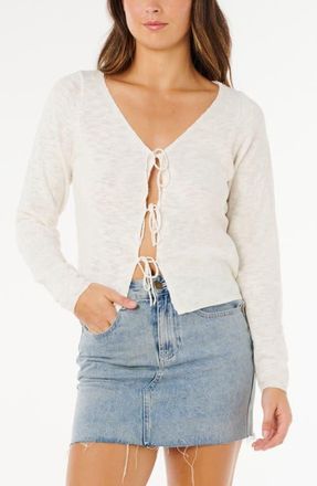 Rip Curl Pacific Tie Front Cardigan in Bone at Nordstrom, Size Xx-Large