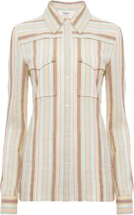 Chloé Camicia a righe in cotone - Bianco
