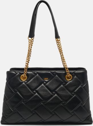 DKNY Dkny Black Quilted Leather Chain Tote
