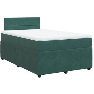 vidaXL Cama Box Spring Con Colch&oacute;n Terciopelo Verde Oscuro 120x200 Cm Vidaxl