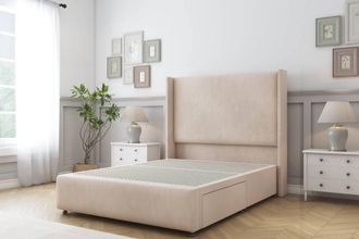 Sloomy Stratford Naples Divan Base No Drawers 54 Headboard & 12 Footboard in Light Sand | Size: Double