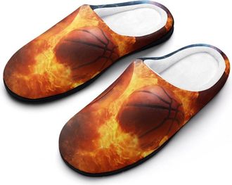 Generic Basketball Football Womens Slippers Warm House Slippers Indoor House Shoes with Anti-Skid Rubber Sole