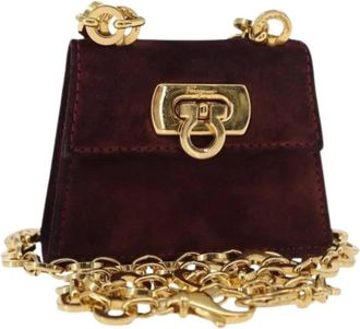 Ferragamo Pre-owned Mini Bags, female, Purple, Size: ONE SIZE Pre-owned Suede Shoulder Bag