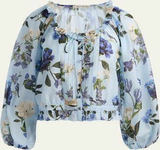 Alice & Olivia McLaine Cropped Button-Front Blouse