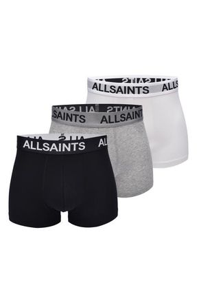AllSaints 3-Pack Contour Pouch Stretch Organic Cotton Trunks in Grey Multi at Nordstrom, Size Large