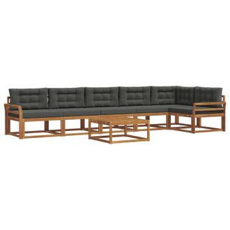 vidaXL Conjunto De Sof&aacute;s De Exterior 7 Pcs Natural Y Antracita Vidaxl