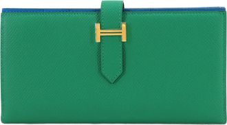 Herm&egrave;s Blue Epsom Leather Long Wallet (Bi-Fold) (Pre-Owned)