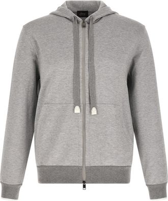 Brioni Grey Piquet Cotton Hoodie