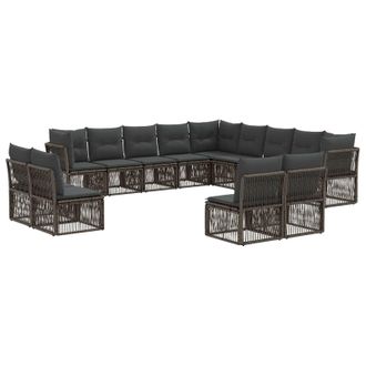 vidaXL Conjunto De Sof&aacute;s De Jard&iacute;n 13 Pcs Gris Rat&aacute;n Sint&eacute;tico Vidaxl