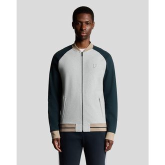 Lyle & Scott Interlock Contrast Raglan Bomber Jacket in Carbon at Nordstrom, Size Xx-Large