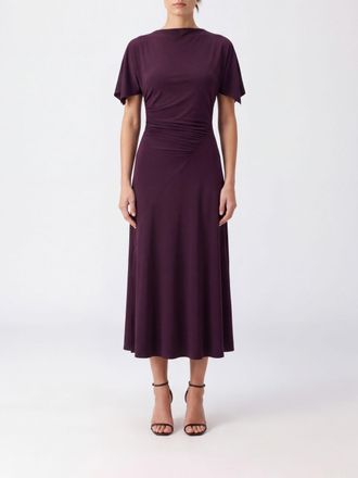 Victoria Beckham Abito midi a tubino Blousey in jersey elasticizzato a maniche corte
