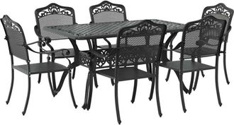 vidaXL Garden Dining Set 7 pcs Black Aluminium vidaXL