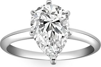 Pompeii3 3CT Platinum Pear Shaped Diamond 6-Prong Solitaire Engagement Ring Lab Grown