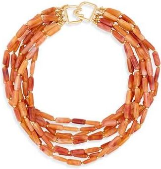 Kenneth Jay Lane Multi Strand Stone Bead Necklace in Amber at Nordstrom Rack