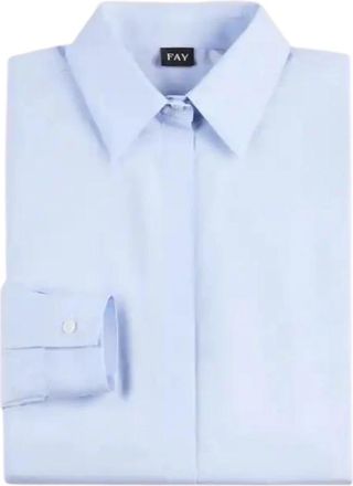 Fay Slim Shirt in Stretch Poplin - Dames - Overhemden - Blauw - XL - Katoen - Overhemden