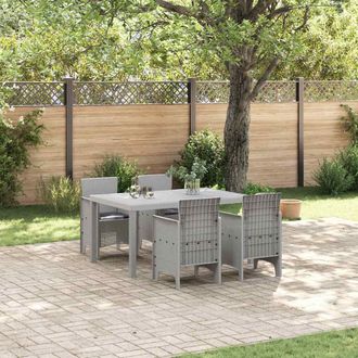 vidaXL Vidaxl Set Da Pranzo Per Giardino 5 Pcs Grigio Chiaro Rattan Polt