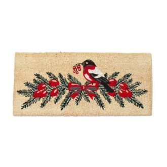 Tag Bird On Sprig Berries Rectangle Coir Door Mat Multicolored in Yellow at Nordstrom, Size Medium